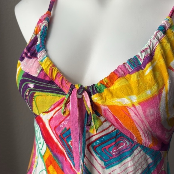 Jams World Dress Size Small Vintage Colorful Art Pattern Drawstring Neckline G9 - Picture 4 of 7